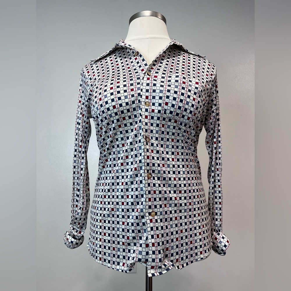VTG 1970s Multicolor Checkered Button Up Shirt
